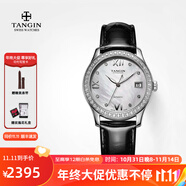 天珺（TANGIN）瑞士手表女 全自動機械表 女表時尚瑞表鑲鉆名媛女士手表 黑色T7023LWSASB