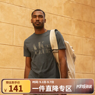 AKSERIESAK男裝復古AK字母經(jīng)典暈染印花親膚舒適圓領(lǐng)休閑短袖T恤男1700083 青灰 XL