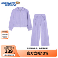 Skechers斯凱奇新款UNO女童糖果色外套休閑運(yùn)動(dòng)寬松長褲套裝L424G105 紫玫瑰色/01NE 160 cm