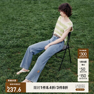 ONLY夏季涼感冰氧酷高腰顯瘦直筒褲牛仔褲女|124232025 J33 350水洗牛仔藍 S (160) 64A
