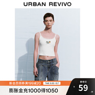 UR秋季新款女裝甜美休閑蕾絲花邊刺繡吊帶背心UWL440200 本白 S