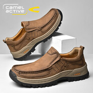 駱駝動(dòng)感（camel active）男鞋秋季2025新款一腳蹬真皮復古休閑皮鞋男士戶(hù)外防滑登山爸爸鞋 卡其 38