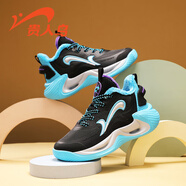 貴人鳥(niǎo)青少年籃球鞋男童春秋款2025新款兒童運動(dòng)鞋防滑耐磨實(shí)戰籃球鞋 黑月(加絨) 36