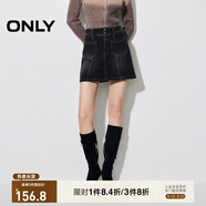 ONLY秋季復古做舊高腰水洗牛仔裙短裙半身裙女|124437002 J09 深牛仔灰色 S (160) /64A