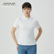 哥弟（GIRDEAR）女裝簡(jiǎn)約百搭煙管領(lǐng)修身短袖T恤上衣女1300606 同心協(xié)力-白 M (3碼)
