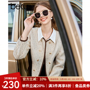 百圖betu女裝秋季新款短外套ins風(fēng)短款雙排扣小香風(fēng)外套女2309T99 杏色 L