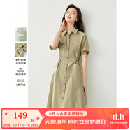 梵希蔓粉色Polo領(lǐng)襯衫連衣裙女2025年夏季新款休閑通勤收腰裙子 M6886 卡其綠 S