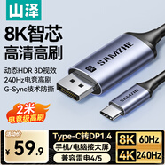 山澤Type-C轉DP1.4線雷電4/5轉換器USB-C轉接頭8K60/4K240Hz投屏手機蘋果16筆記本電腦外接顯示器2米