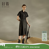 日著（rizhuo）原創(chuàng)設(shè)計(jì)2024年夏季小眾精致氣質(zhì)新復(fù)古回潮直筒襯衫連衣裙子女 影深黑 M