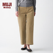 無(wú)印良品 MUJI 女式 彈力燈芯絨 寬版褲 BEE02C0A 米色 S