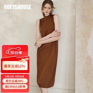 ROEYSHOUSE羅衣氣質(zhì)高領(lǐng)無袖毛衣連衣裙秋冬新款純色綿羊毛針織裙08870 焦糖咖啡 M