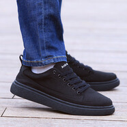 金貝勒秋季男士帆布鞋老布鞋男鞋運動(dòng)休閑鞋潮鞋子秋冬百搭板鞋男款 8860全黑帆布款 39 運動(dòng)鞋尺碼