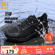 361°運(yùn)動(dòng)鞋男鞋雨屏7秋季雨天通勤鞋防潑水防滑黑色跑鞋子男 曜石黑【保暖加絨】 43
