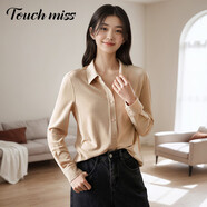 塔馳密司 TOUCH MISS氣質(zhì)保暖黑科技駝絨暖絨女士翻領(lǐng)襯衫女FSL 杏色 L