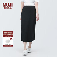 無(wú)印良品（MUJI）女式 彈力羅紋編織 裙子 長(cháng)半身裙女款 BB2PGA4S 黑色 M 160/66A