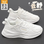 361°女鞋運動(dòng)鞋子春季新款網(wǎng)面透氣361度跑步鞋女士小白鞋戶(hù)外休閑鞋 羽毛白 (皮面) 35