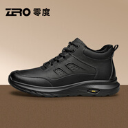 零度Zero官方男靴馬丁靴2025秋冬新款男士皮鞋高幫男鞋加絨保暖小黃靴 9218黑色 加絨 39