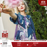 兩三事梵高文藝復(fù)古油畫連衣裙女2025新款寬松民族風(fēng)裙子衣鈴懸花 藍(lán)色 L