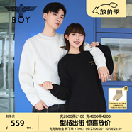 BOY LONDON【秋日極簡】潮牌秋季新品情侶款字母提花休閑衛(wèi)衣N03029 米白色 L