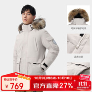 駱駝（CAMEL）戶外極寒派克工裝毛領(lǐng)情侶款羽絨服保暖加厚中長款外套