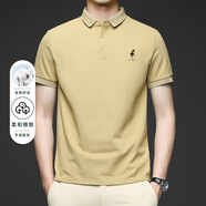 圣得西（Sundance）【小領(lǐng)T】圣得西男士印花翻領(lǐng)短袖polo衫2025年夏季新款棉質(zhì)T恤潮 姜黃色-C款-馬球刺繡 S 16584A