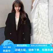 暖冬鴨鴨羽絨服內(nèi)膽雙面絨毛呢大衣女中長款秋冬慵懶風(fēng)加厚小個子呢子外套 黑色 90白鴨絨 XS  建議105斤以下