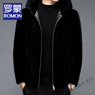 羅蒙（ROMON）金貂絨男外套加厚仿貂皮大衣男貂毛冬季2025新款男士貂絨皮草夾克 603黑色 M 170
