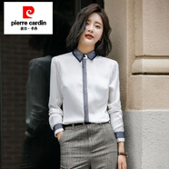 皮爾卡丹（pierre cardin）職業(yè)裝網(wǎng)紗雪紡襯衫女時(shí)尚洋氣正裝女裝春秋長(cháng)袖女士上衣白襯衣 白色襯衫【不加絨】 L