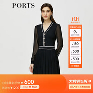 PORTS寶姿秋冬女裝新款優(yōu)雅氣質修身連衣裙ALM9K202NKW008 黑色 M