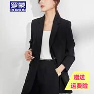 羅蒙品牌職場(chǎng)女強人灰色西裝套裝女新款職業(yè)正裝面試通勤西服外套 黑色 西服+西褲 S 80-95斤以下
