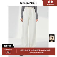 迪賽尼斯（DESIGNICE）2024年春季新款通勤風(fēng)簡約寬松高腰衛(wèi)褲百搭黑色休閑褲女 白色 L