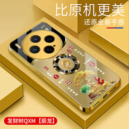 統耐適用于vivox300手機殼5G電鍍金玻璃保護套簡(jiǎn)約手機套時(shí)尚X300個(gè)性高顏值新款防摔外殼 發(fā)財樹(shù)QXM-辰龍-電鍍金（送高清膜） vivox300