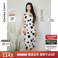 朗姿【王楚然同款】2025夏季新款淡人無袖吊帶連衣裙法式優(yōu)雅裙子 米白色 S