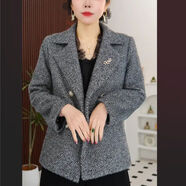 唯唯（WEWE）小香風外套中年媽媽秋裝氣質時尚上衣女中老年女裝春秋洋氣小西裝 灰色【正品C69-1】 M   建議90-105斤