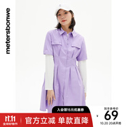 美特斯邦威純色收腰連衣裙女休閑舒適時(shí)尚百搭裙子女 提琴紫 M 160 84A