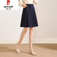 皮爾卡丹短裙女春夏不規則半身裙2025新款工裝職業(yè)a字小個(gè)子百褶西裝半裙 藏藍 27:二尺