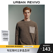 UR2025春季新款男裝時尚輕熟風(fēng)拼色口袋寬松針織衫UMM940004 深棕色 M