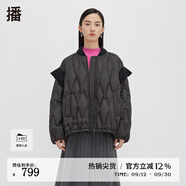 播倪妮同款絎縫90絨羽絨服女商場同款棒球領短外套BDQ4RD1305 K40黑色 M