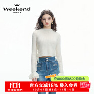 卓雅周末（JORYA weekend）森林兔party丨24秋新品綁帶收腰半高領(lǐng)綿羊毛打底針織衫Q240631Z 白色 S