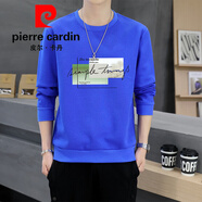 皮爾卡丹（pierre cardin）春秋款衛(wèi)衣男舒適時尚百搭上衣男裝圓領無帽套頭長袖體恤內搭外穿 S4068彩蘭色 M _體重95-115斤