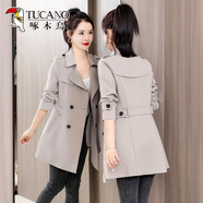 啄木鳥杭州意法風(fēng)衣女款2025新款秋冬今年流行高端小個(gè)子中長款外套 米色《今年流行網(wǎng)紅時(shí)尚顯瘦漂亮女裝/高端減齡品牌歐 S (95斤以內(nèi))