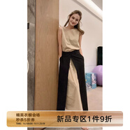 美洋（MEIYANG）半遮連衣裙通勤休閑寬松圓領無袖長裙/屁簾兩件套時尚氣質裙子女 黑色（屁簾） XL