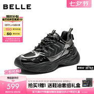 百麗巨齒鯊老爹鞋男2025新款秋季商場(chǎng)同款厚底增高休閑鞋D9X02CM5預售 黑/深灰 38