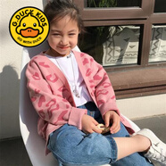 G.DUCKKIDS女童毛衣開(kāi)衫外套2024秋冬款公主風(fēng)針織衫洋氣女寶寶紅色圣誕毛衣 粉色【KF46經(jīng)典粉色豹紋開(kāi)衫】 120 cm適合110-120cm年齡5-6歲