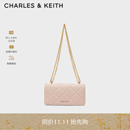 CHARLES&KEITH質(zhì)感菱格鏈條小方錢(qián)包女包包女包生日禮物CK6-10680924 Light Pink淺粉色 XS