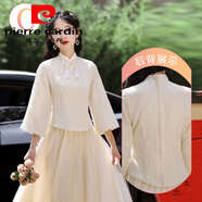 皮爾卡丹（pierre cardin）中式伴娘服女2025新款秋季姐妹團小個(gè)子禮服感平時(shí)可穿伴娘裙 新中式【C款】 S 建議95-104斤