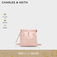 CHARLES&KEITH迷你菱格流浪包單肩斜挎雙肩包包女包生日禮物CK2-60782390 粉紅色Pink S