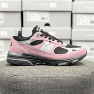 NEW BALANCE男女NB新款 美產(chǎn)993系列 經(jīng)典復古厚底緩震慢跑鞋情侶運動(dòng)老爹鞋 粉色黑Pink Taffy 43