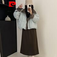 皮爾卡丹（pierre cardin）2025冬季新款撞色服女短款加厚歐美保暖小個(gè)子面包服外套 【淺藍色立領(lǐng)】 S 【偏大95-130斤】