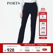 PORTS寶姿秋冬新品女裝時(shí)尚通勤黑色褲子高腰直筒西裝褲 ALN9P010PWB017-NAVY XS (2)